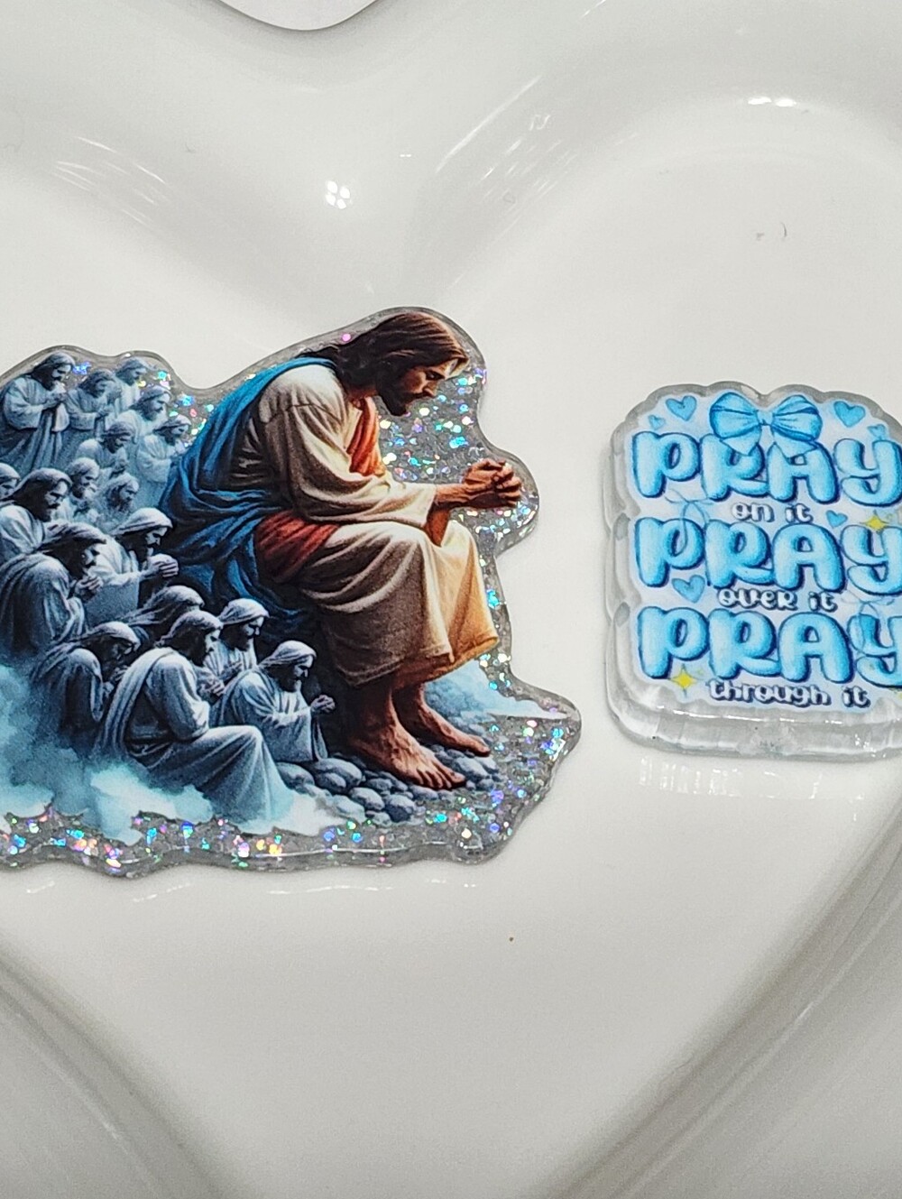 Jesus Pray Flatback Focal Bead Badge Keychain Crafts Beaded Pen Magnet Bag Clip
